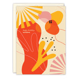 The Happy Birthday Sunshine Card by Andrea Williams features abstract sunbursts, a balloon, and “happy birthday, sunshine” on cream recycled paper—perfect for sending warm wishes.