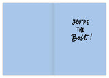 The Retro Thank You Card by Natalie Henry Charles features a light blue design with You’re The Best! in bold black handwritten-style text on the right; the left side is blank.