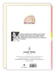 The back of the Wonderful Birthday Card by Lauren-Ashley Barnes features her logo, a colorful photo and bio, the Pineapple Sundays Design Studio logo, illustrated design credits, and contact information at the bottom.